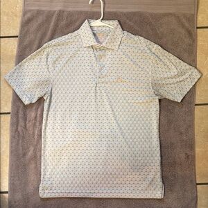 Rhoback Men's Polo Shirt - Light Blue and White Pattern